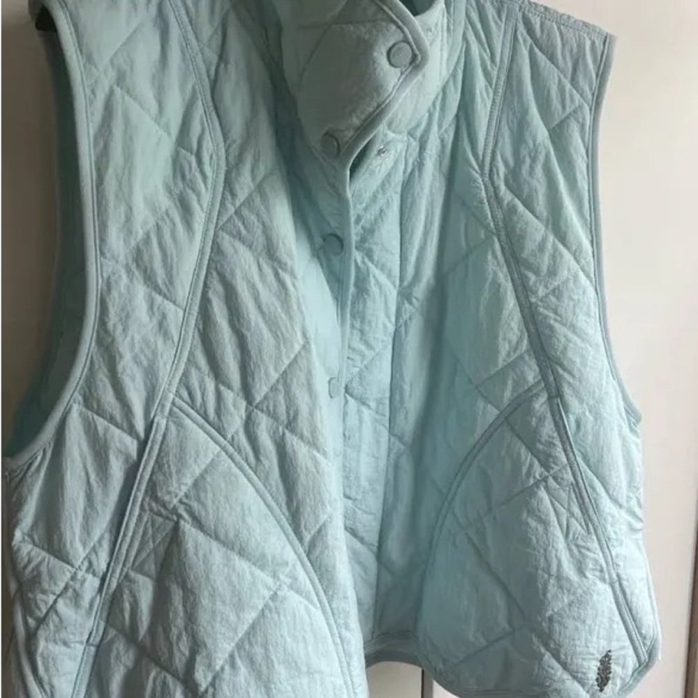 Free People Light Blue Quilted Vest